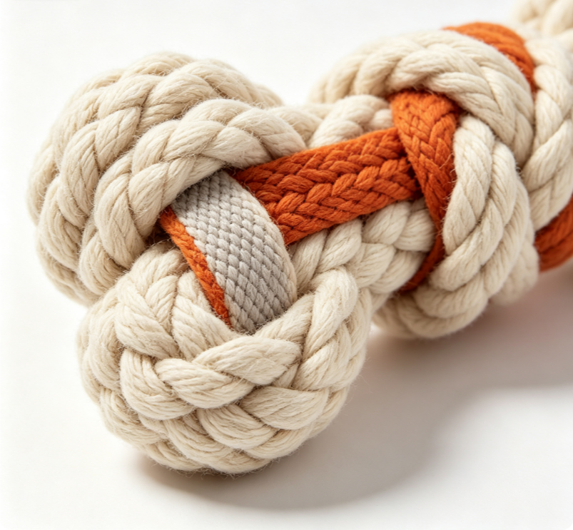 Oakliva - Puppy Cotton Knotted Rope Chew Toy, Wear Resistant Interactive Dog Teething Molar Toy
