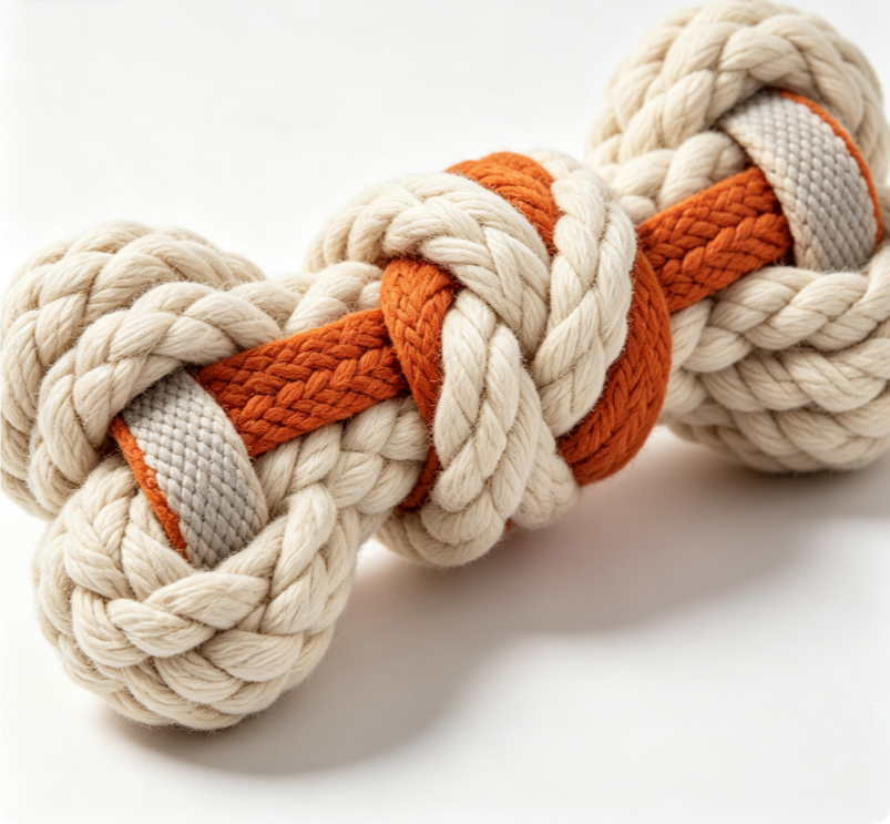 Oakliva - Puppy Cotton Knotted Rope Chew Toy, Wear Resistant Interactive Dog Teething Molar Toy