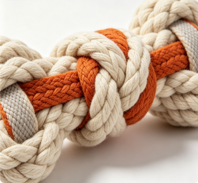 Oakliva - Puppy Cotton Knotted Rope Chew Toy, Wear Resistant Interactive Dog Teething Molar Toy